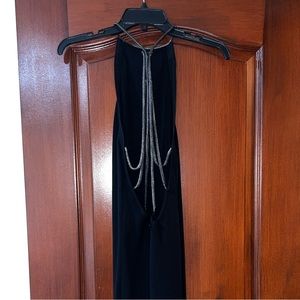 Black Backless Dress With Chains Size Small
